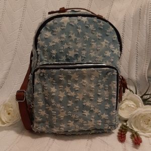 MMS Star Distressed Denim Backpack